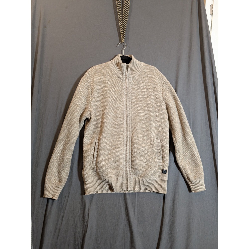 Buffalo David Bitton Cable Knit Sweater Zip Up Men‎ XL Tan